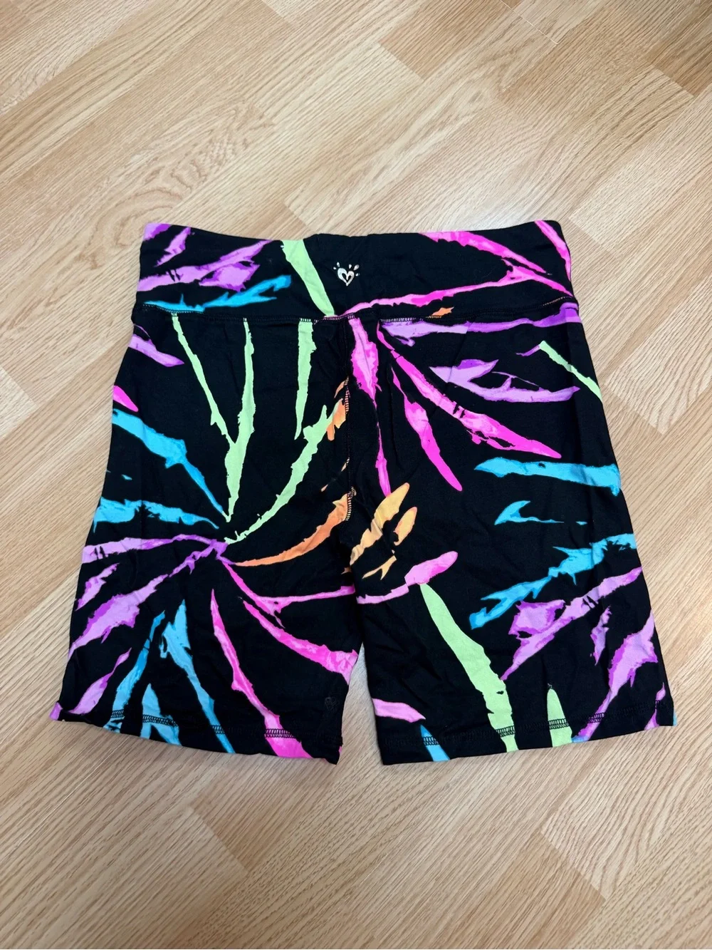 Justice Girls XL Plus 16P/18P Biker Shorts Black Neon Abstract Colorful